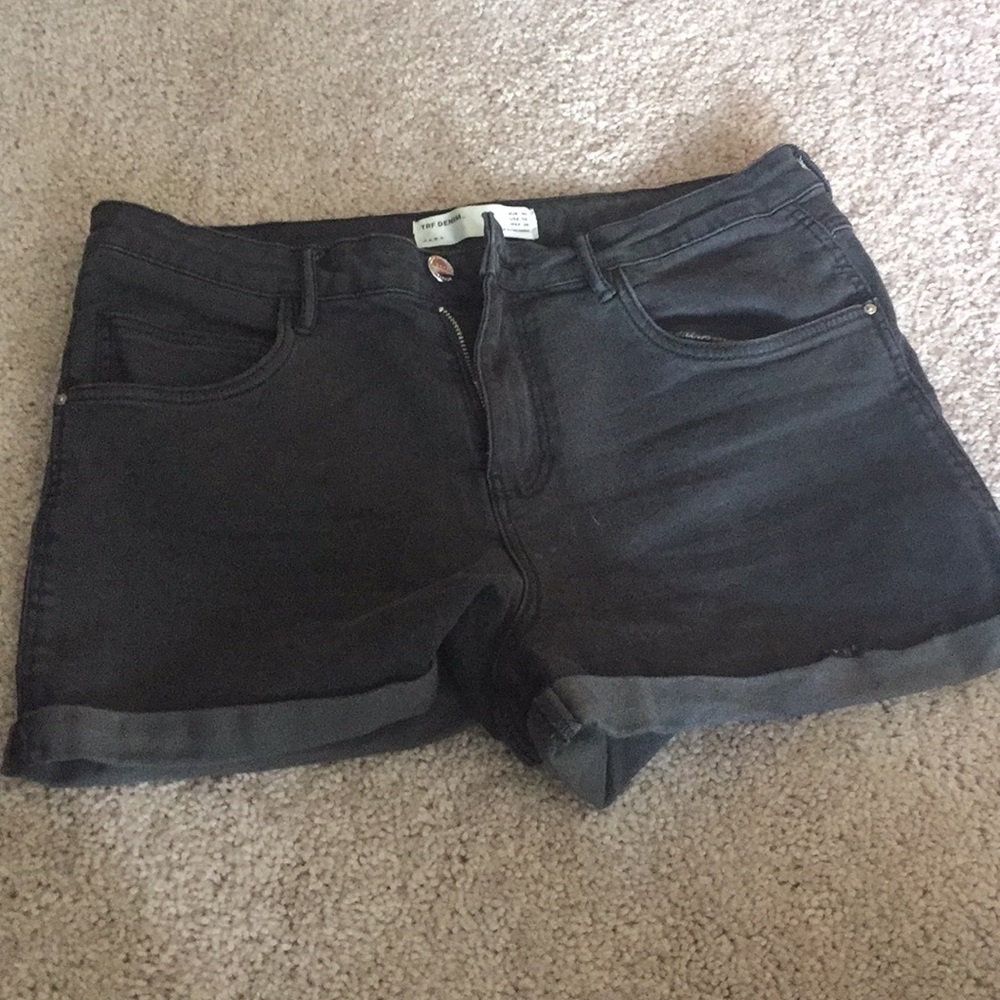 Zara black denim shorts
